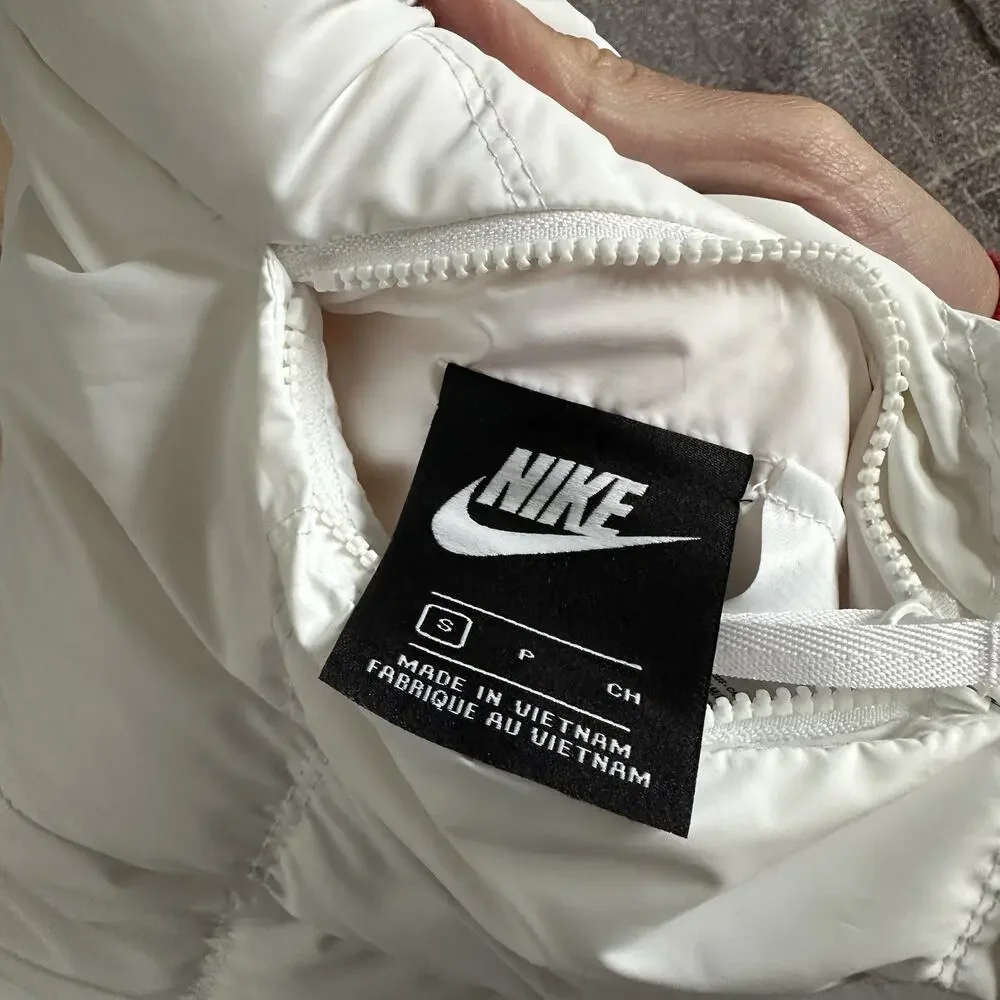 Women's Nike White Pastel Guava Ice Pink Reversible Down Puffer Vest Jacket Sz S - Picture 4 of 5